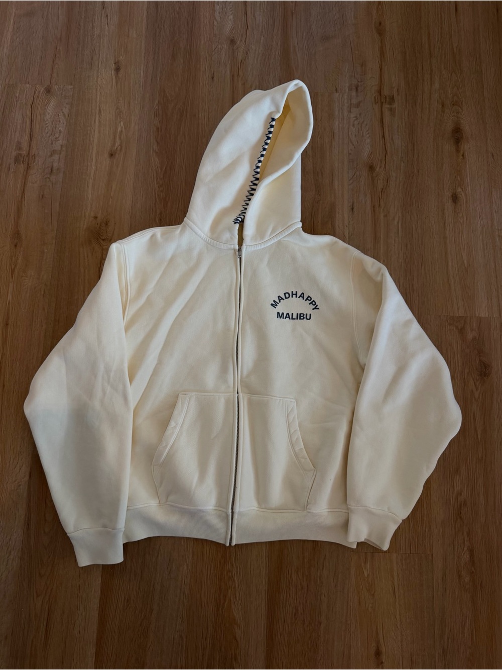 Madhappy Yellow Zip-Up Hoodie with Navy Logo